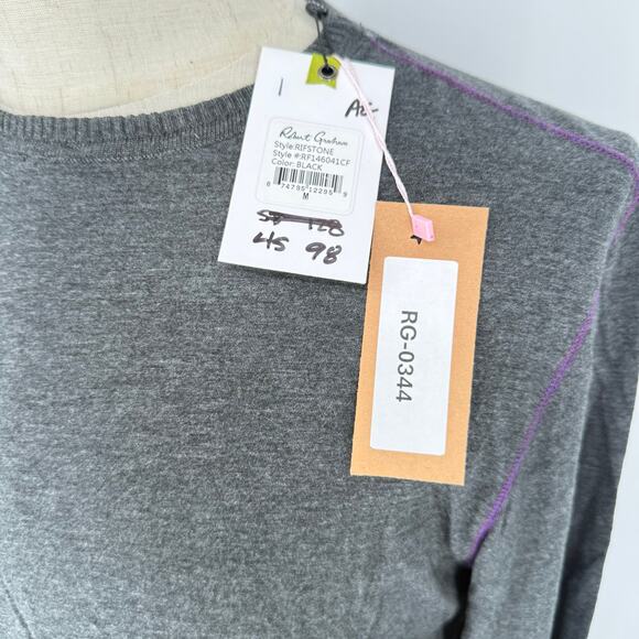 Robert Graham Long Sleeve Crew Neck T-Shirt RIFSTONE Black Grey M - Picture 5 of 6